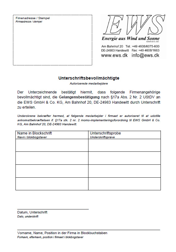 Muster Leveringsbevis